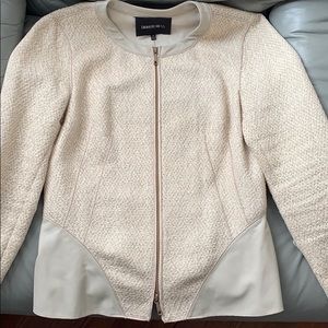 Woven and Leather Cream and White Blazer